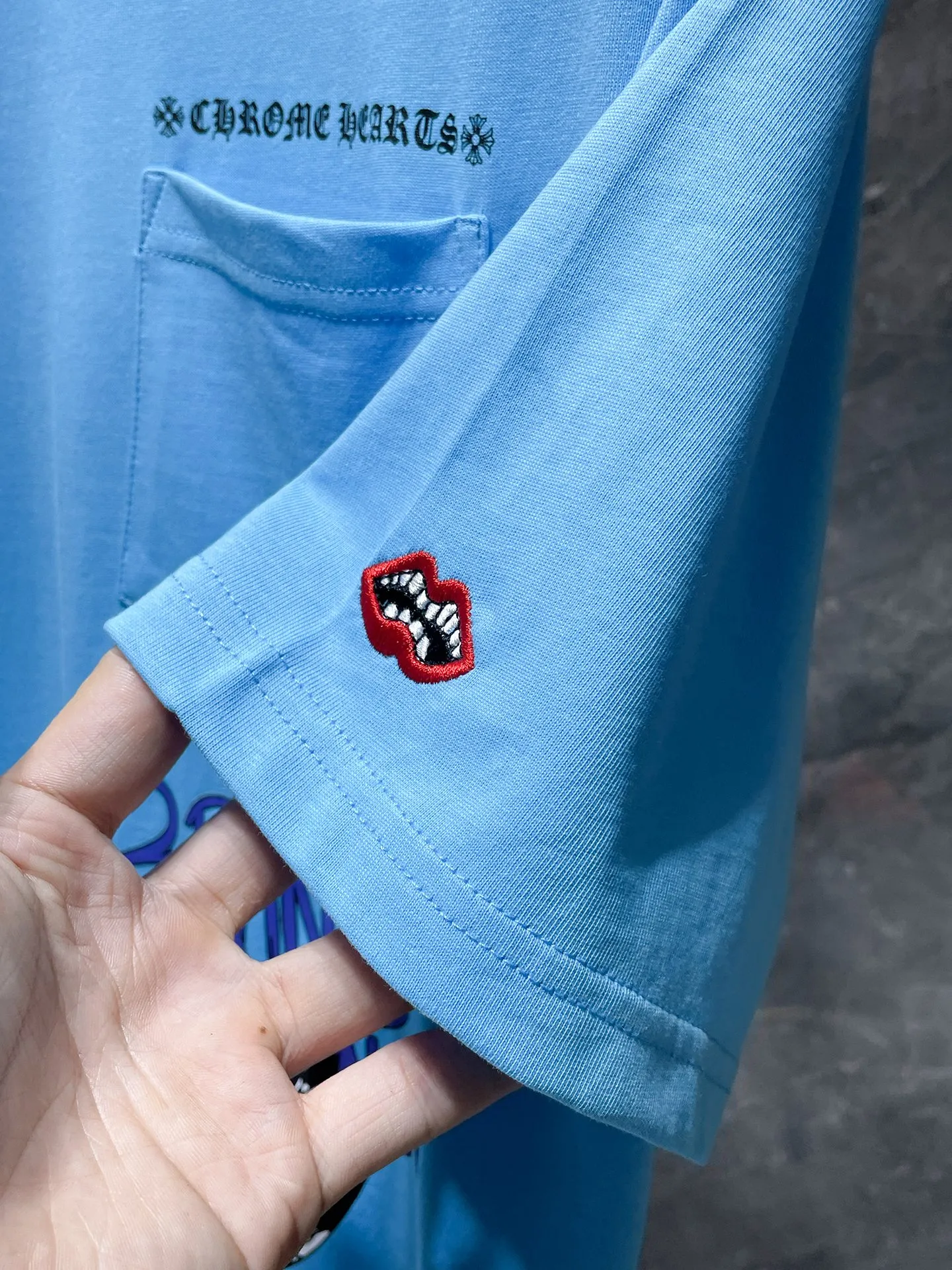 P130 New for summer Chrome Hearts 25ss High-weight environmentally friendly high-quality top-grade fabric 260g~270g Chrome blue matty graffiti short sleeves Imported environmentally friendly glue printing and dyeing Counter synchronization 1:1 replica version Recommended color: blue Size: S, M, L, XL